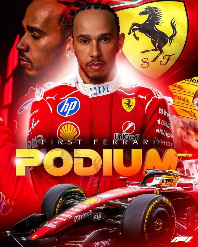 Lewis Hamilton Ferrari ile ilk podyum anını kutluyor, F1 tarihine damga vurdu!