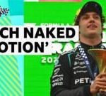 Kimi Antonelli zaferi sonrası Çin Grand Prix’sinde gözyaşlarıyla kutlama yapıyor.