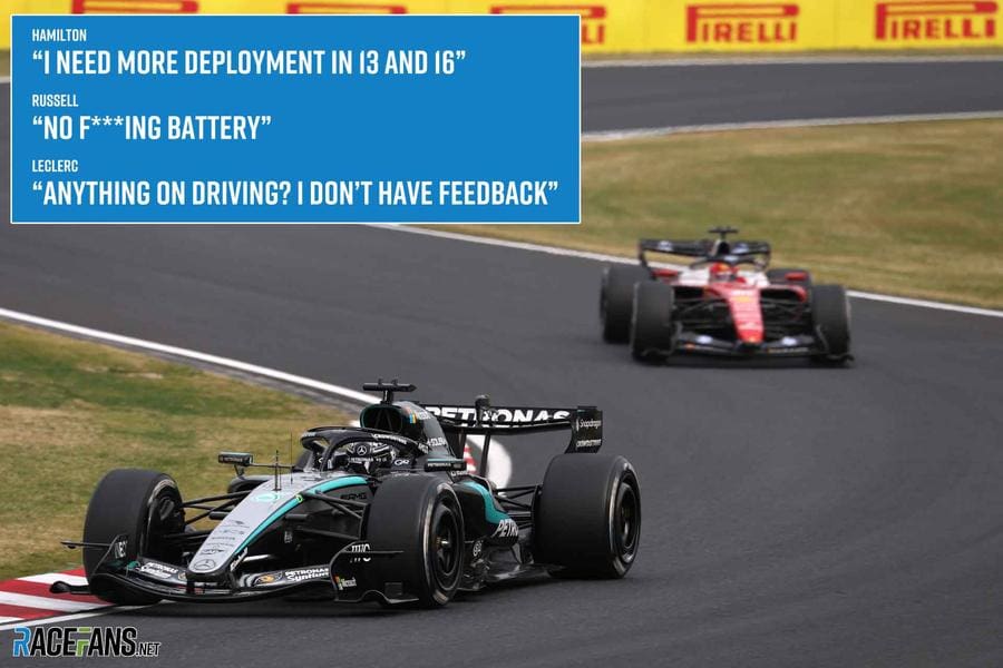 Charles Leclerc, Hamilton ve Russell ile F1 Podyum Mücadelesi verirken.