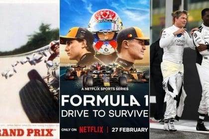 Formula 1 filmleri ve TV şovları kolajı