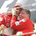 Jean Todt ve Michael Schumacher birlikte, Schumacher'in Özgüveni hakkında konuşuyorlar