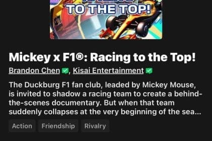 Webtoon'dan bir görsel, F1 Disney ortaklığını gösteriyor