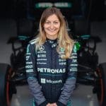 Doriane Pin, Mercedes F1 aracıyla Silverstone'da test sürüşünde, 120 karakter