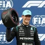 George Russell ve F1 Miami değişiklikleri kutlama anı, pole pozisyonu heyecanı