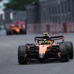 McLaren Miami GP aracı pistte, Lando Norris pilotajında