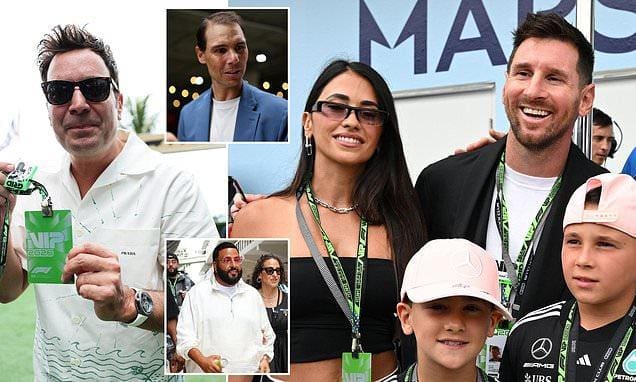 Lionel Messi ve eşi Antonella Roccuzzo, Miami Grand Prix'sinde