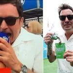 Miami Grand Prix'sinde Martin Brundle'a şaşkınlıkla bakan Jimmy Fallon.