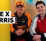 Lando Norris, Declan Rice'a şampiyonluk tavsiyesi verirken, samimi bir sohbet ediyorlar.