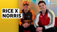 Lando Norris, Declan Rice'a şampiyonluk tavsiyesi verirken, samimi bir sohbet ediyorlar.