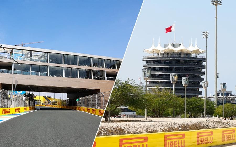 F1 2026 sezonu için Bahreyn ve Suudi Arabistan pistlerinin karşılaştırmalı görseli.