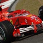 Michael Schumacher Ferrari ile şampiyonluk kutlarken, odak F1 Şampiyonu Schumacher