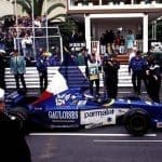 Olivier Panis'in 1996 Monaco Grand Prix zaferi kutlaması, Ligier aracıyla