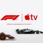 Apple ve F1 ortaklığı logosu. Teknoloji ve hızın buluşması hayali.