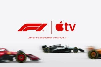 Apple ve F1 ortaklığı logosu. Teknoloji ve hızın buluşması hayali.