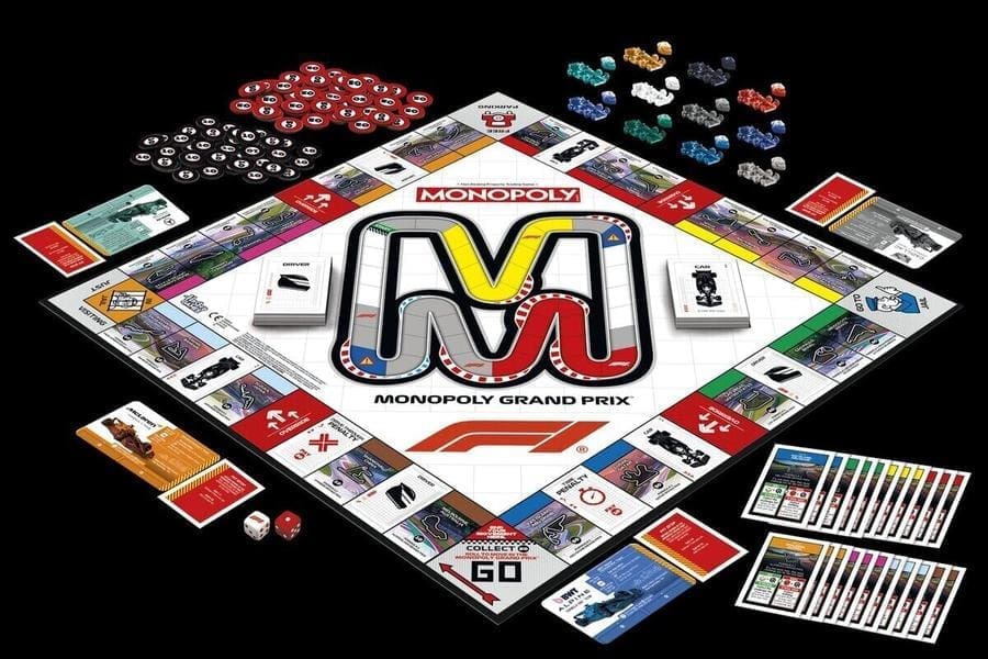 F1 Monopoly kutu görseli: Yarış heyecanı masa oyununda!