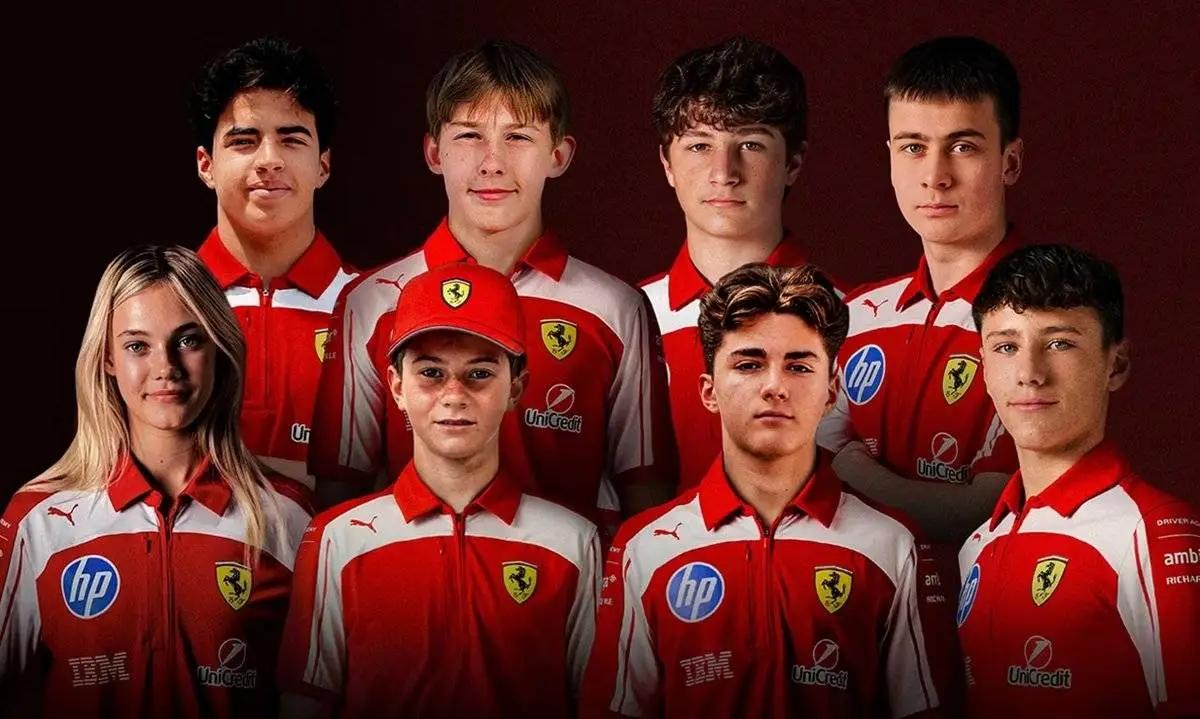 Ferrari Driver Academy FDA 2027 kadro tanitim Alp Aksoy Salim Hanna Daniel Miron Noah Baglin Filippo Sala Alba Larsen Niccolo Maccagnani