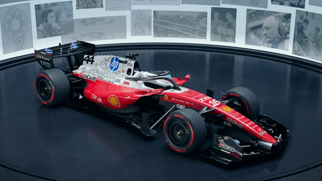 Ferrari SF-26 Austin GP ozel livery blueprint tasarim HP ortak livery on gorunum
