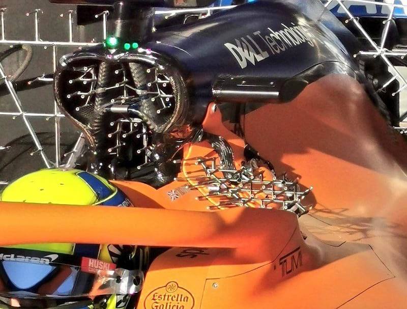 McLaren Norris aero rake pitot tüpü