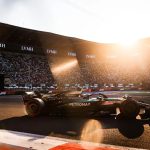 Mercedes AMG PETRONAS F1 W15 Mexico City stadyum bölümü gün batımı LVMH tribün Snapdragon Solera TeamViewer IWC