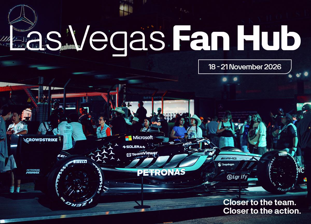 Mercedes AMG F1 Fan Hub Las Vegas 2026 Bellagio Drive show car