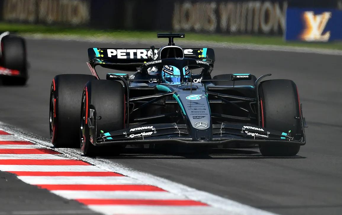 Mercedes AMG F1 W15 George Russell Mexico City Pirelli soft Louis Vuitton