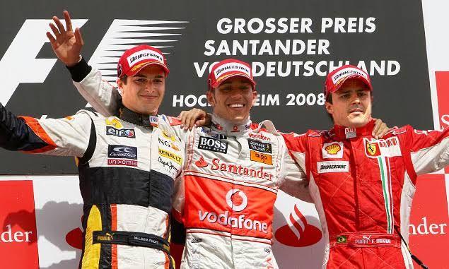Piquet Jr Hamilton Massa Hockenheim 2008 podyum