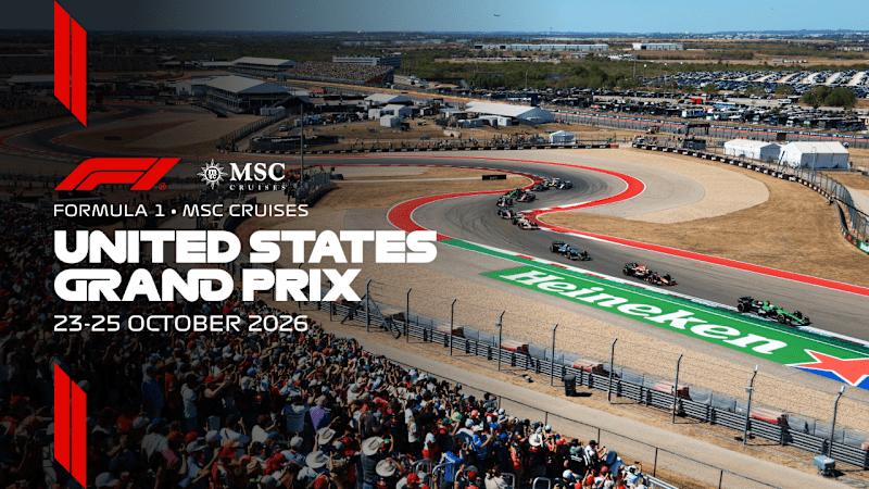 United States Grand Prix 2026 COTA Austin resmi afiş Formula 1 MSC Cruises
